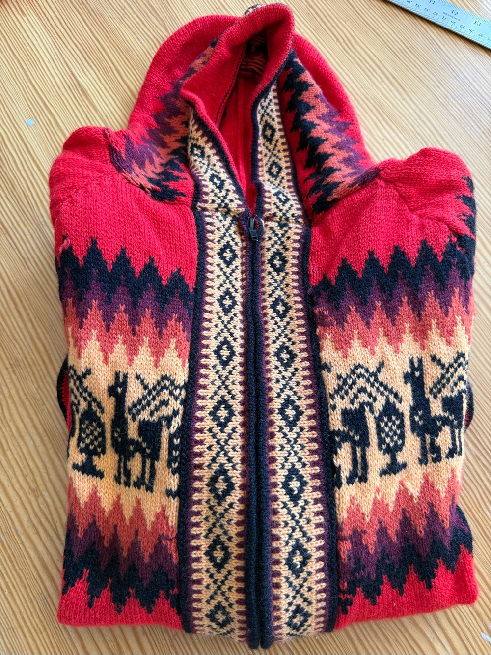 NWOT Peruvian style Patterned Zip-Up Women's Sweater Hoodie